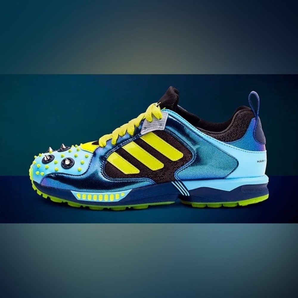 Adidas Mary Katrantzou’s Blue and Lime Spiked Sneakers